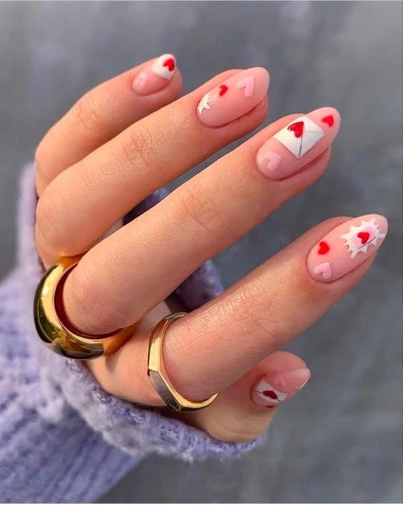 Diseño de uñas para San Valentin