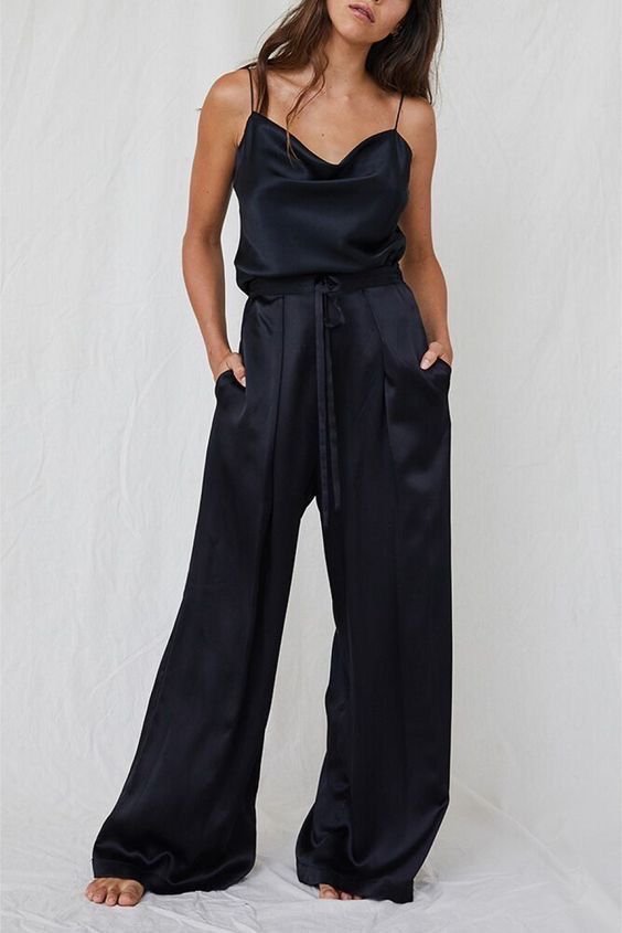 Pantalones anchos satinados